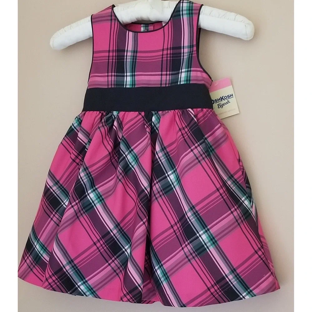 OSHKOSH B'gosh Sleeveless 2-Layer Skirt Button Closure Dress Girl's Sz 2T (NEW)